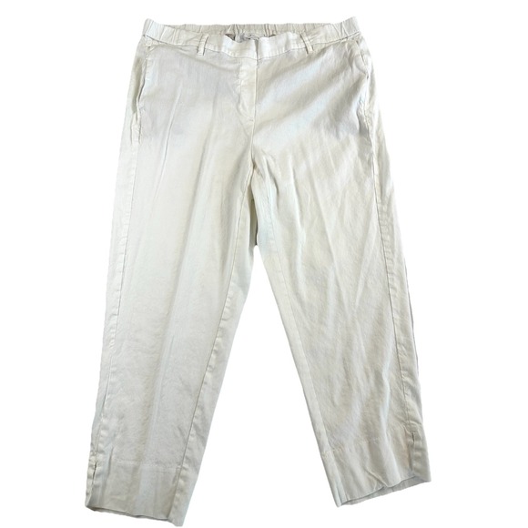 J. Jill Pants - J Jill Pants Womens Ivory Linen Stretch Blend Stretch Pull On Crop Ankle Size XL